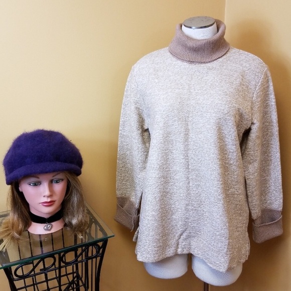 Lands' End Sweaters Lands End Tan And White Turtleneck Sweater